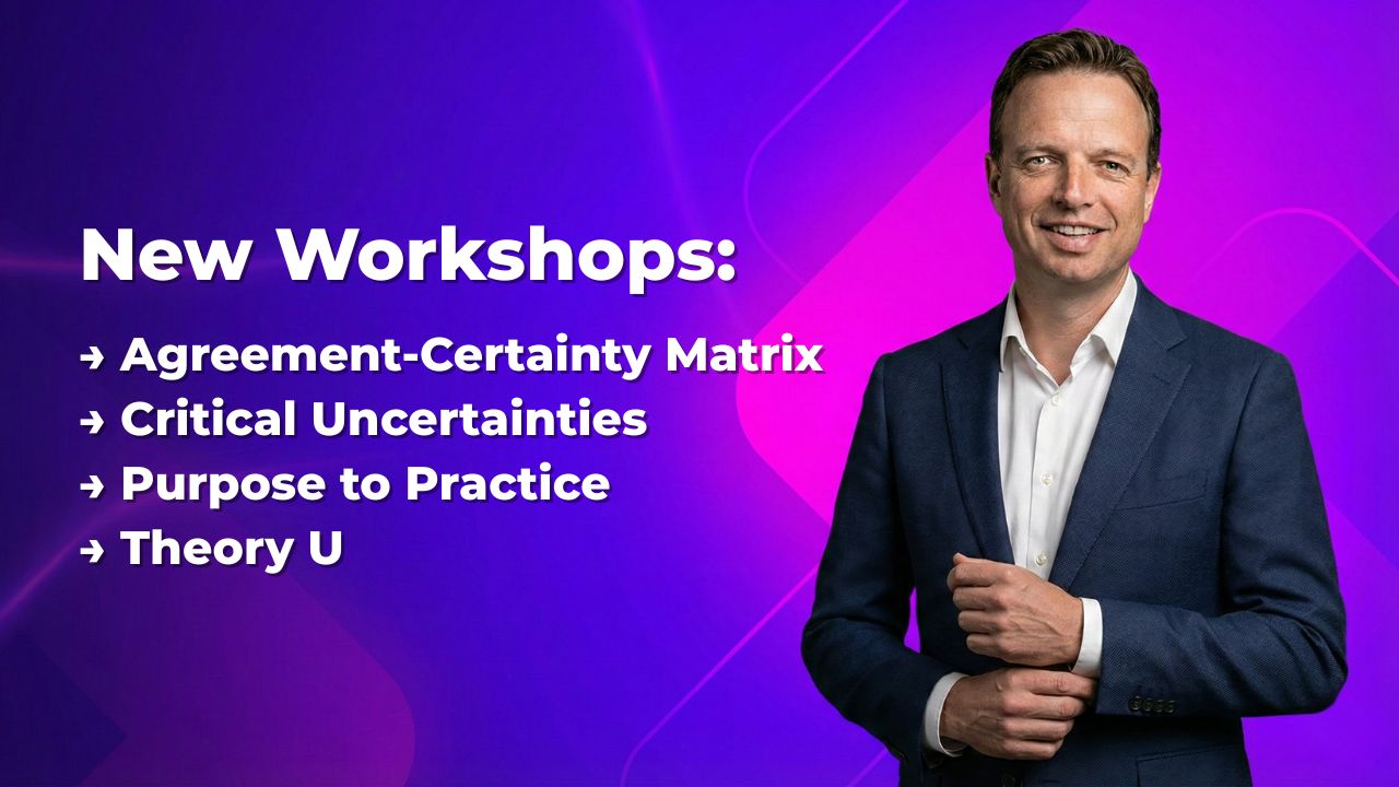 New Workshops: Agreement-Certainty Matrix, Critical Uncertainties, Purpose to Practice, Theory U