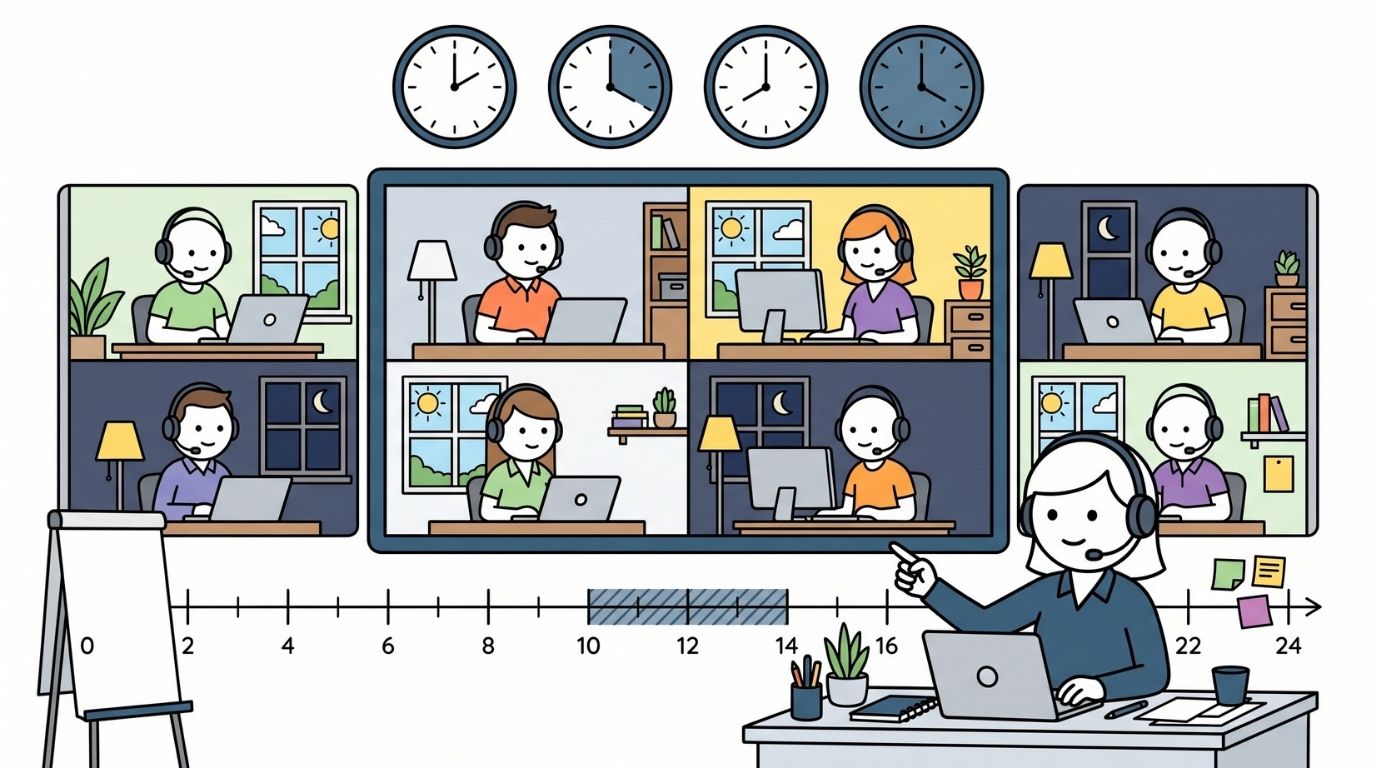 Working across time zones illustration