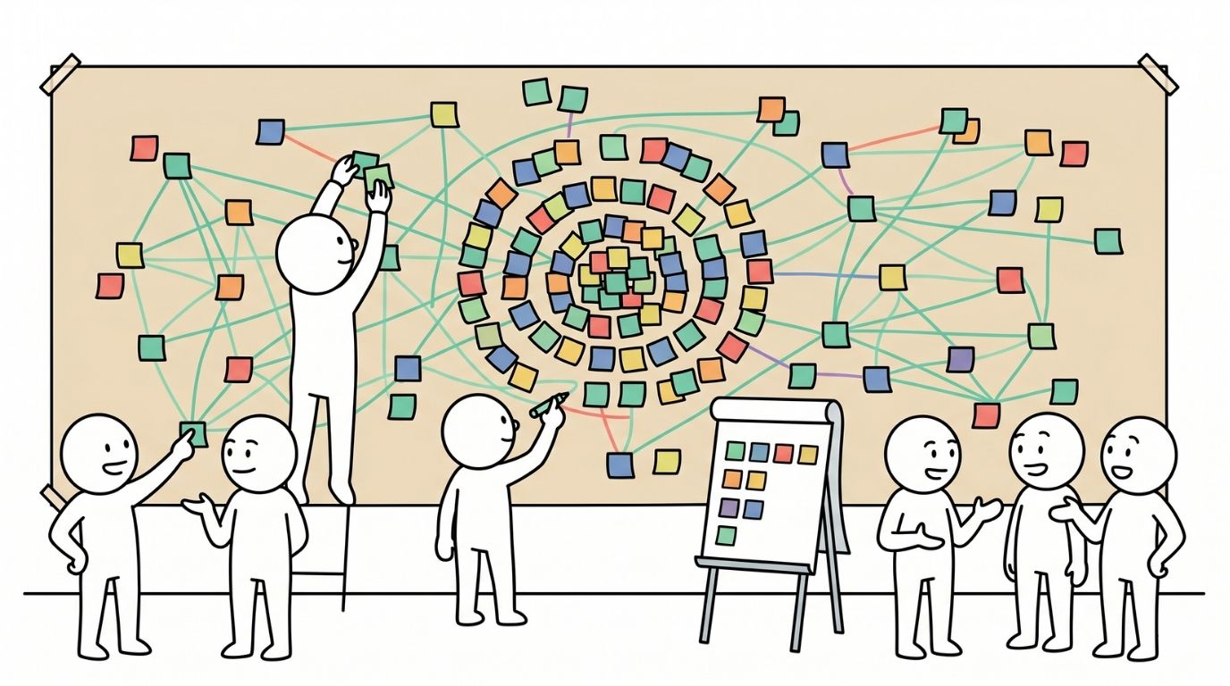 Social network webbing illustration